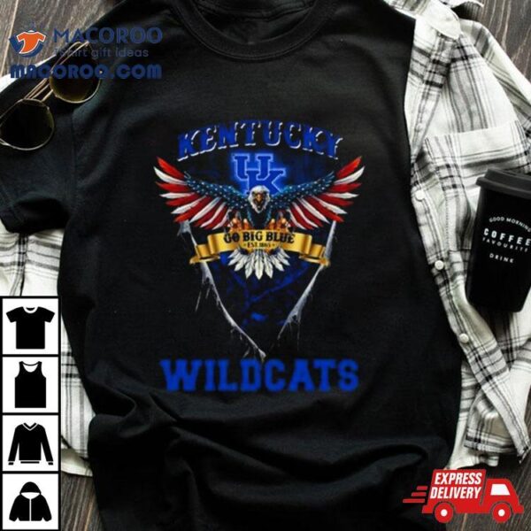 Go Big Blue Kentucky Wildcats Football Us Eagle Shirt