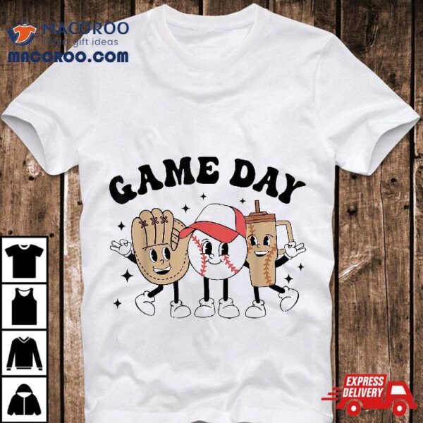 Groovy Baseball Game Day Vintage Mothers Kids Shirt