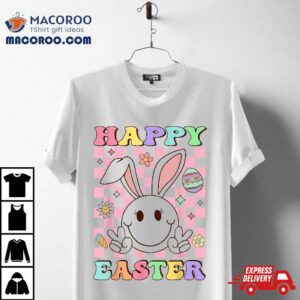 Happy Easter S For Girls Groovy Hippie Face Bunny Tshirt