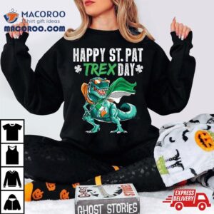 Happy St Pat T Rex Saint Patrick’s Day Boys Kids Irish Flag Shirt