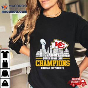 Kansas City Chiefs City Skyline Players Names Super Bowl Lviii Champions Tshirt