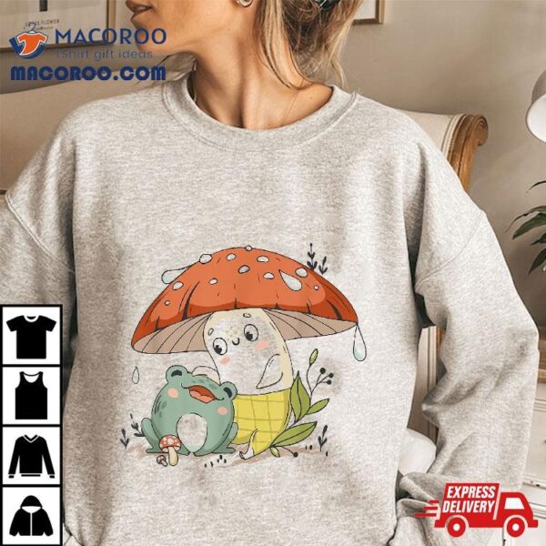 Kawaii Cute Frog Mushroom Cottagecore Kids Girl Teen Shirt