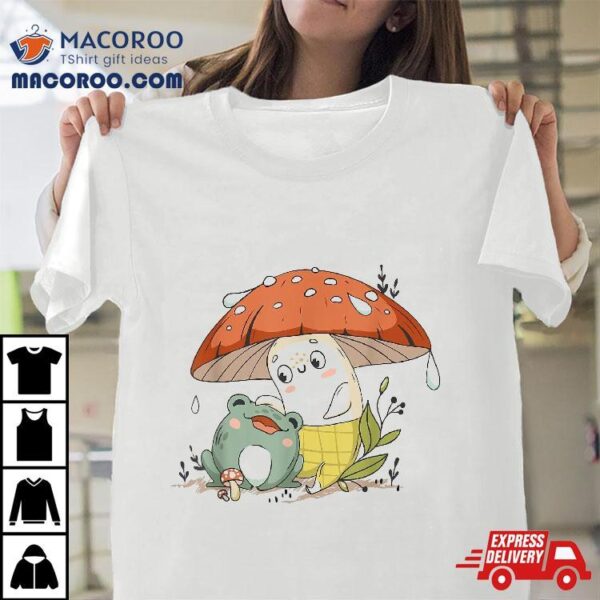 Kawaii Cute Frog Mushroom Cottagecore Kids Girl Teen Shirt