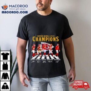 Kc Chiefs Super Bowl Lviii Champions Reid Pacheco Kelce Butker And Mahomes Abbey Road Signatures Tshirt