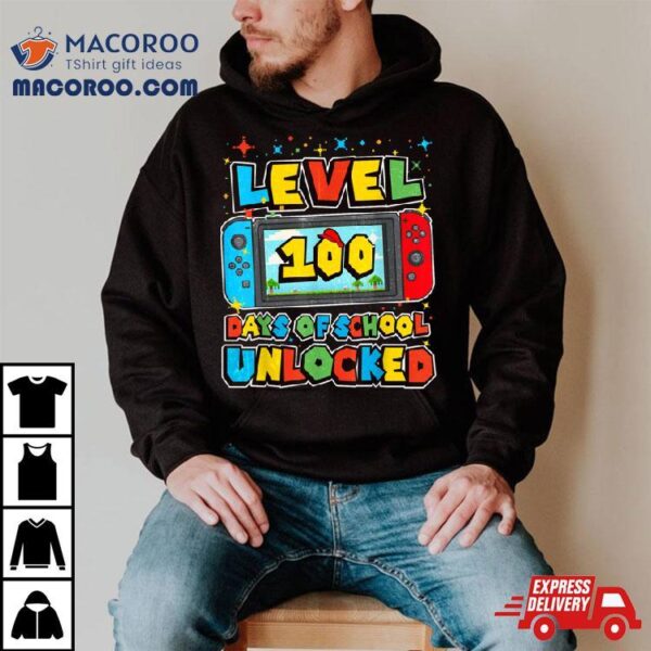 Level 100 Days Of School Unlocked Boys Gamer Video Games T Shirt