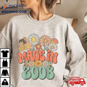 Made In 2008 Floral Hippie Groovy Daisy Flower 16th Birthday Shirt