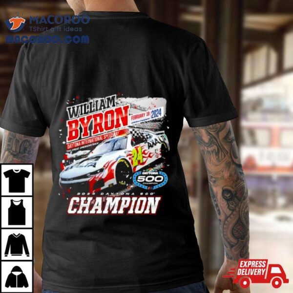 Men’s William Byron Checkered Flag Sports Black 2024 Daytona 500 Champion Past Champions Shirt