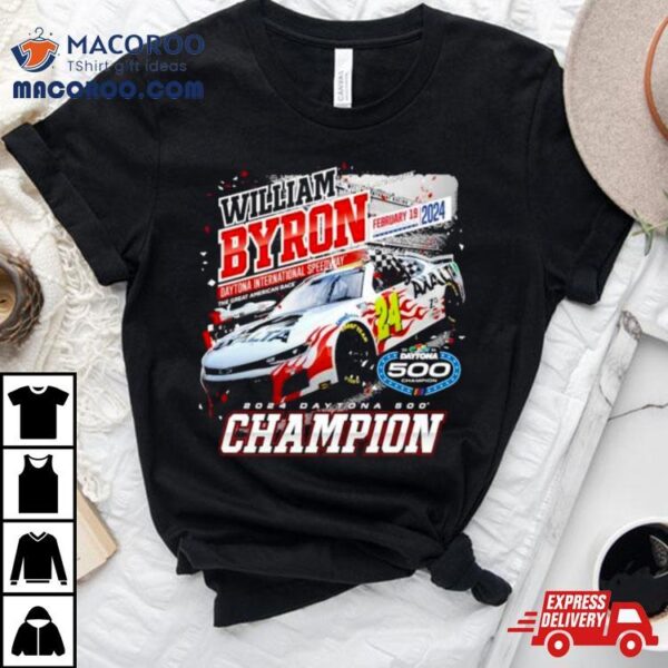 Men’s William Byron Checkered Flag Sports Black 2024 Daytona 500 Champion Past Champions Shirt