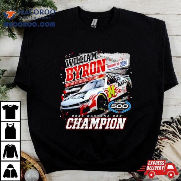 Men’s William Byron Checkered Flag Sports Black 2024 Daytona 500 Champion Past Champions Shirt