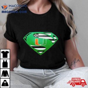 Miami Hurricanes Usa Flag Inside Superman Tshirt