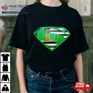 Miami Hurricanes Usa Flag Inside Superman Shirt