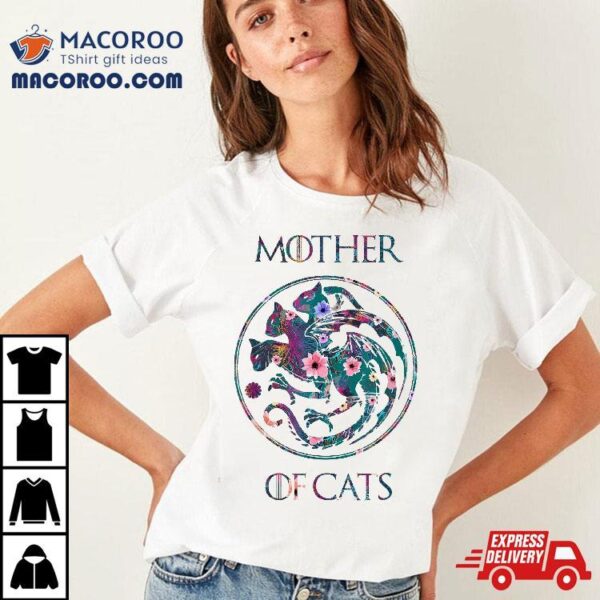 Mother Of Cats Shirt With Flower Art Cat Lovers Gift