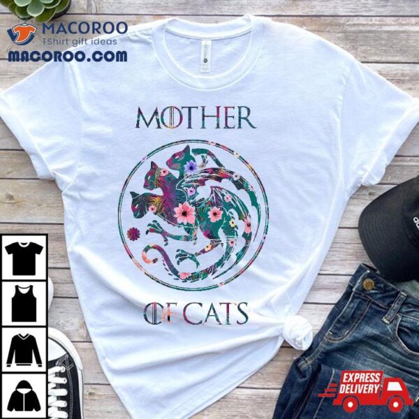 Mother Of Cats Shirt With Flower Art Cat Lovers Gift