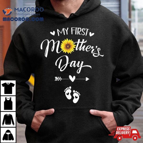 My First Mother’s Day Pregnancy Announcet Sunflower Shirt