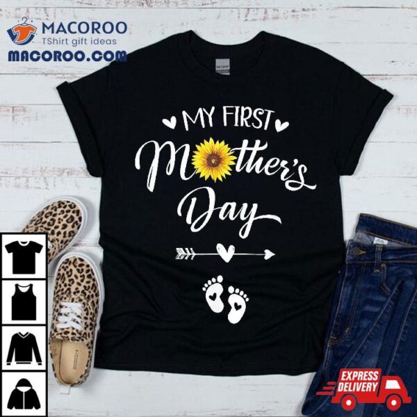 My First Mother’s Day Pregnancy Announcet Sunflower Shirt