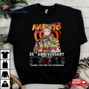 Naruto 25th Anniversary 1999 2024 Thank You For The Memories Signatures Shirt