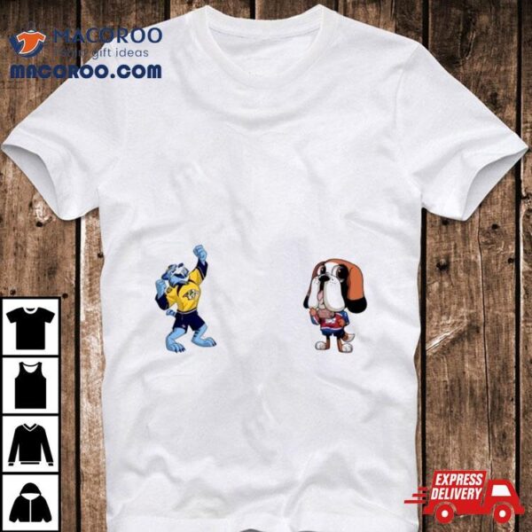 Nashville Predators Vs Colorado Avalanche Nhl 2024 Mascot Cartoon Hockey Shirt