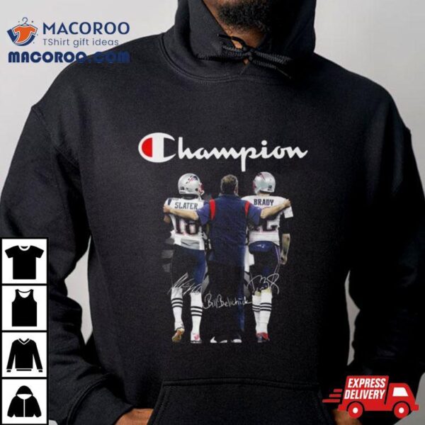 New England Patriots Champion Matthew Slater Jerod Mayo And Tom Brady Signatures Shirt