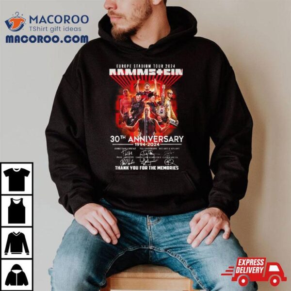 New Europe Stadium Tour Rammstein 30th Anniversary Thank You For The Memories Shirt