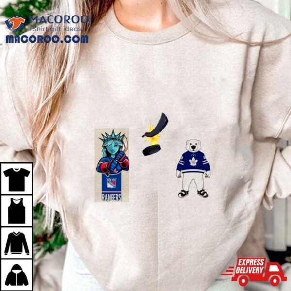 New York Rangers Vs Toronto Maple Leafs Nhl 2024 Mascot Cartoon Hockey Shirt