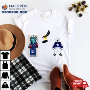 New York Rangers Vs Toronto Maple Leafs Nhl Mascot Cartoon Hockey Tshirt