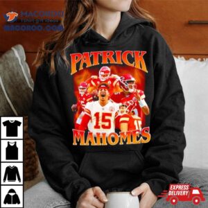 Patrick Mahomes Number 15 Kansas City Chiefs Football Player Portrait Lightning Shirt