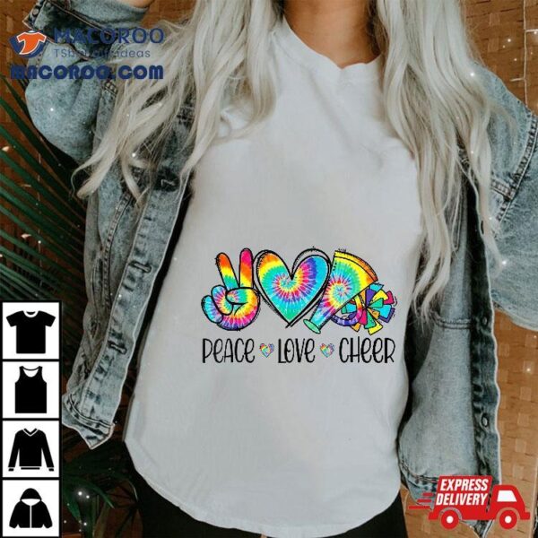 Peace Love Cheer Shirt Tie Dye Cheerleading Cheerleader Gift