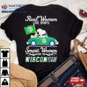 Peanuts Snoopy And Woodstock On Car Real Women Love Baseball Smart Women Love The Wisconsin Tshirt