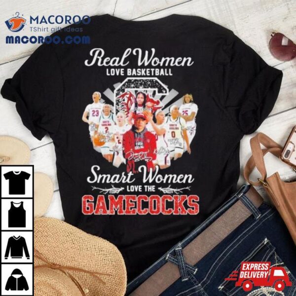 Real Women Love Basketball Smart Women Love The Carolina Gamecocks Women’s Signatures Shirt