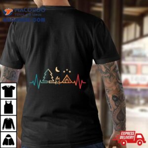 Retro Camping Outdoor Heartbeat Nature Camper Hiking Tshirt