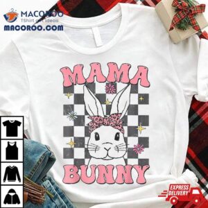 Retro Groovy Mama Bunny Matching Family Easter Mom Mother Shirt