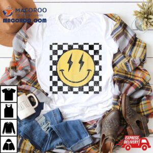 Retro Happy Face Checkered Pattern Smile Trendy Shirt