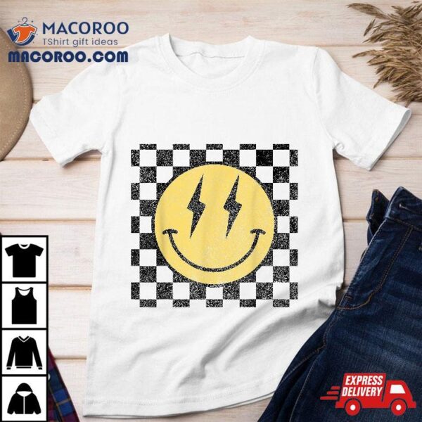 Retro Happy Face Checkered Pattern Smile Trendy Shirt