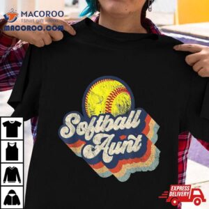 Retro Softball Aunt Auntie Mother S Day Tshirt