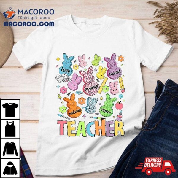 Retro Teacher Of Sweet Bunny Apparel Cute Easter Day Shirt
