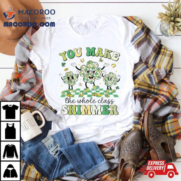 Retro Teacher St Patricks Day Shamrock Lucky Shirt