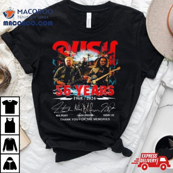 Rush 56 Years 1968 2024 Thank You For The Memories Signatures T Shirt