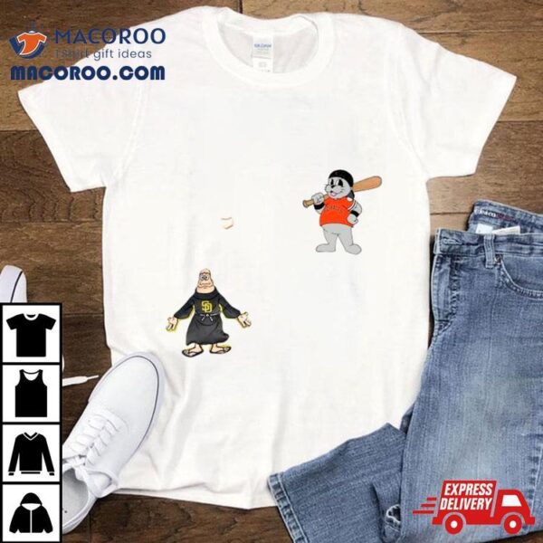 San Diego Padres Vs San Francisco Giants Mlb 2024 Mascot Cartoon Baseball Shirt