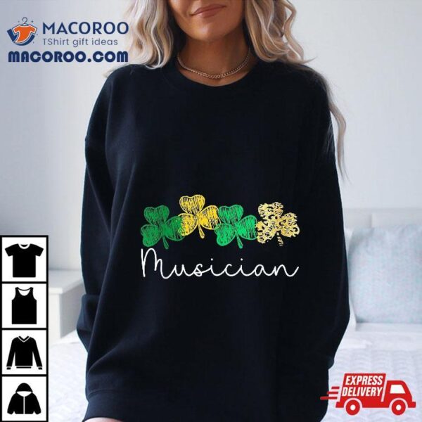 Shamrock Leopard Saint Paddy’s Day Musician St Patricks Shirt