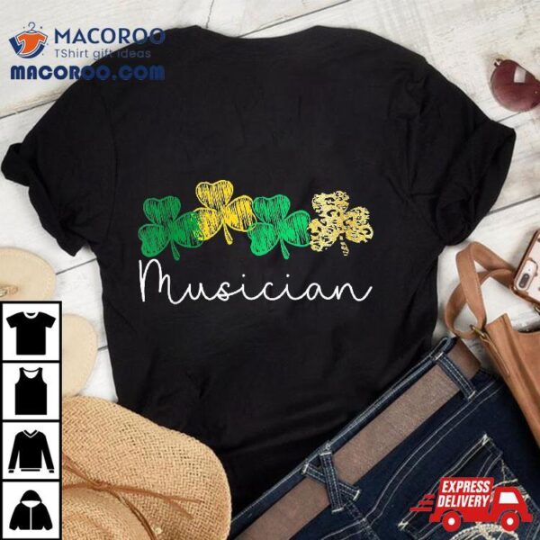 Shamrock Leopard Saint Paddy’s Day Musician St Patricks Shirt