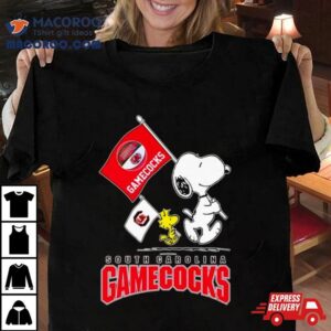 Snoopy And Woodstock South Carolina Gamecocks Flag Shirt