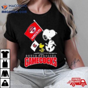 Snoopy And Woodstock South Carolina Gamecocks Flag Tshirt