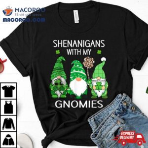 St Patricks Day Lucky Shamrock Leopard Gnomes Irish Women Tshirt