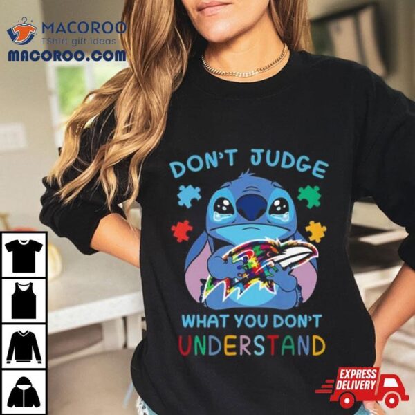 Stitch Baltimore Ravens Autism Awareness Don’t Judge What You Don’t Understand Shirt