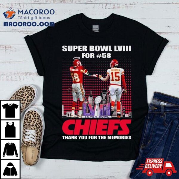 Super Bowl Lviii For #58 Kansas City Chiefs Thank You For The Memories Signatures Shirt