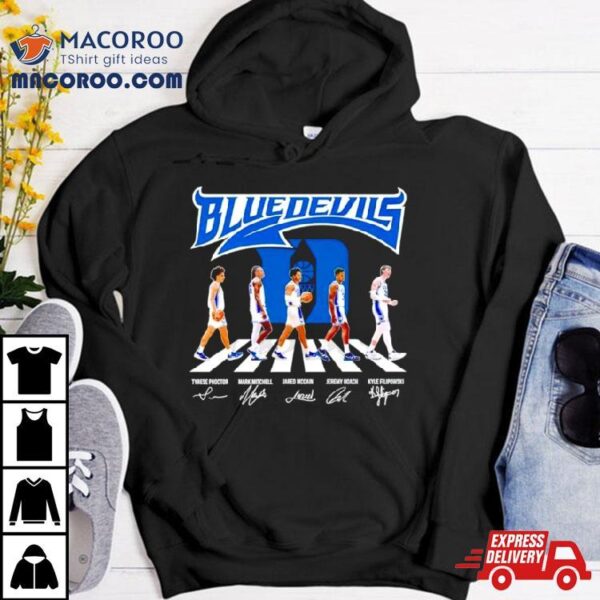 The Blue Devils Basketball Abbey Road Proctor Mitchell Mccain Roach And Filipowski Signatures Shirt