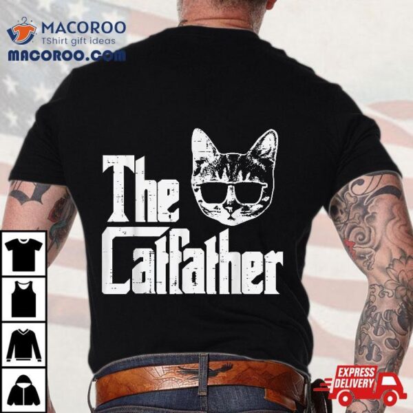 The Catfather Funny Cat Dad Fathers Day Movie Pun Papa Shirt