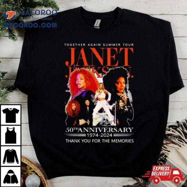 The Janet Jackson Together Again Summer Tour 50th Anniversary 1974 2024 Thank You For The Memories Signatures Shirt