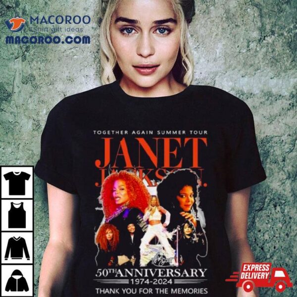 The Janet Jackson Together Again Summer Tour 50th Anniversary 1974 2024 Thank You For The Memories Signatures Shirt