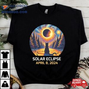 Total Solar Eclipse Astronaut Moon Painting Black Cat Eclipse Viewing Souvenir Tshirt